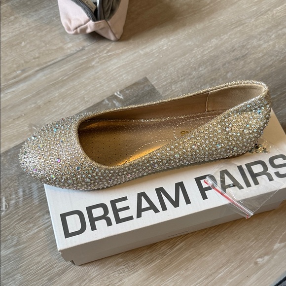 Dream Pairs Shoes - Dream Pairs Glittering Gold Rhinestone Flats